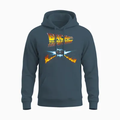 Back to the Future Delorean and Logo Unisex Hoodie - Dark Heather
