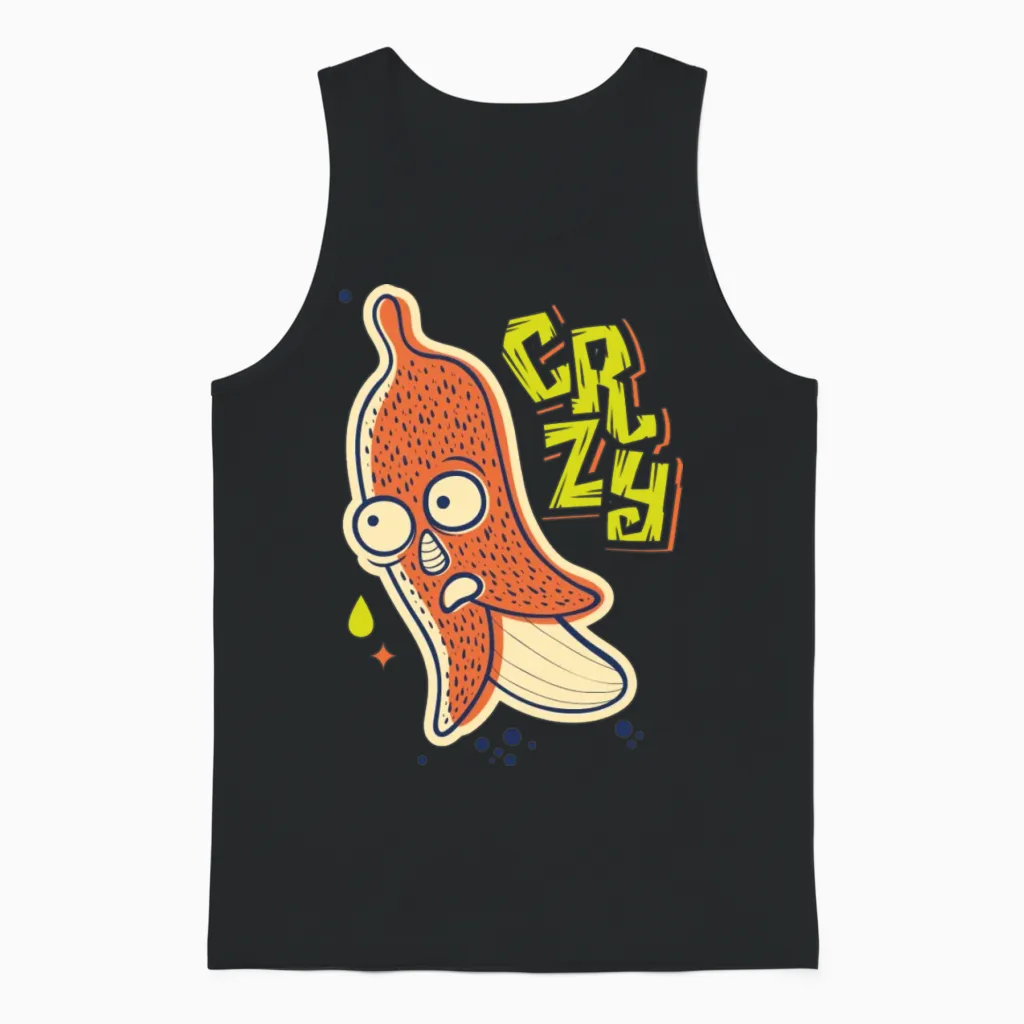 Funny Crazy Bananas Unisex Tank Top in Black