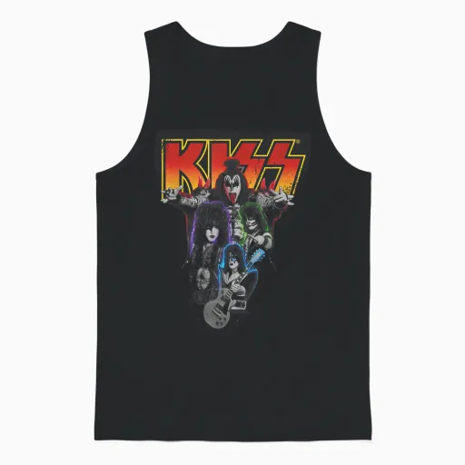 Kiss Hard Rock Music Band Neon Band by Rock off T-Shirt, Black Unisex Tank Top in Black