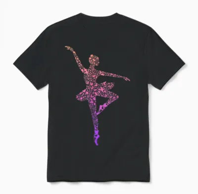Ballerina Balletttänzerin Damen Ballett Mädchen T-Shirt Schwarz Kurzarm Klassisch Passform S Unisex T-Shirt - Black