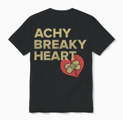 Lyriclyfe - Sweatshirt - Achy Breaky Heart Unisex T-Shirt - Black