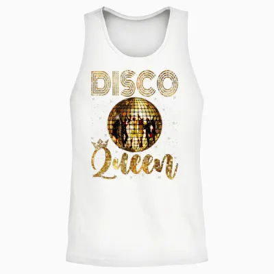 Disco Queen - 70's Disco Themed Vintage Seventies Costume Unisex Tank Top - White