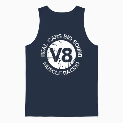 Logo V8 American Musclecar Classic Unisex Tank Top - Navy