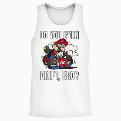 Nintendo Mario Kart Do You Even Drift Bro Graphic Unisex Tank Top - White