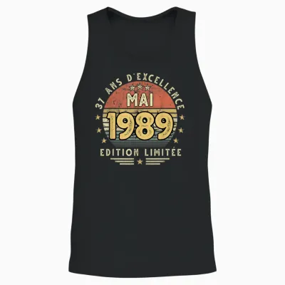 Mai 1989 Cadeau Anniversaire Mai 1989 37 Ans Homme Femme Unisex Tank Top - Black