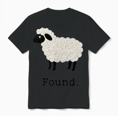 Found Sheep Psalm 23 Christian Faith Lamb Minimalist Unisex T-Shirt - Black