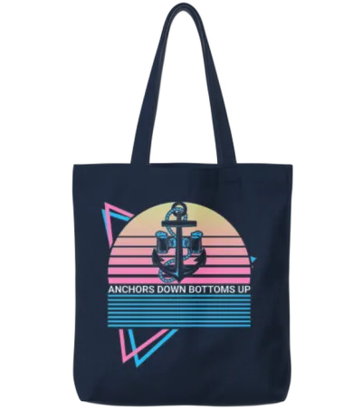Funny Boating Retro Tote Bags - Navy