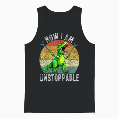 Retro Vintage Now I Am Unstoppable Trex Funny T-Rex Unisex Tank Top - Black