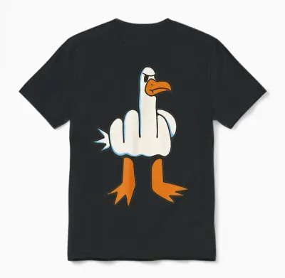 Finger of Honor Animal Seagull T-Shirt, Black, S Unisex T-Shirt - Black