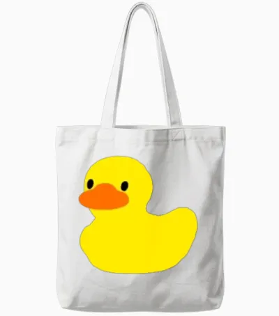 Cute Little Yellow Rubber Ducky Duck Graphic Tote Bags - White