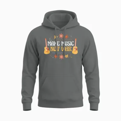 Music - Guitar - Make Music Not War T-Shirt, Black Unisex Hoodie - Graphite Heather