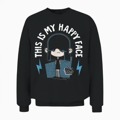 The Loud House This Is My Happy Face Lucy Loud Shot Unisex Sweatshirt - Black