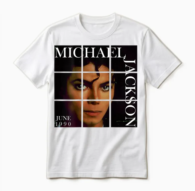 Mj-016 Back Printed T-Shirt, Black Unisex T-Shirt in White