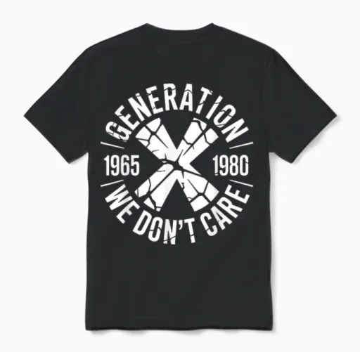 Generation X We Don't Care | Gen-X Funny Unisex T-Shirt in Black