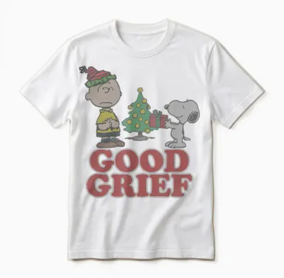 Peanuts Charlie Brown Goof Grief Christmas Unisex T-Shirt - White