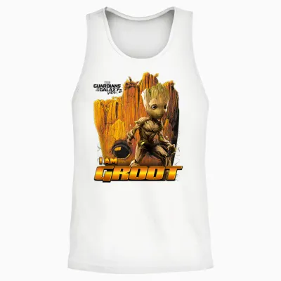 Collage Marvel Guardians of the Galaxy Groot T-Shirt, White, S Unisex Tank Top - White