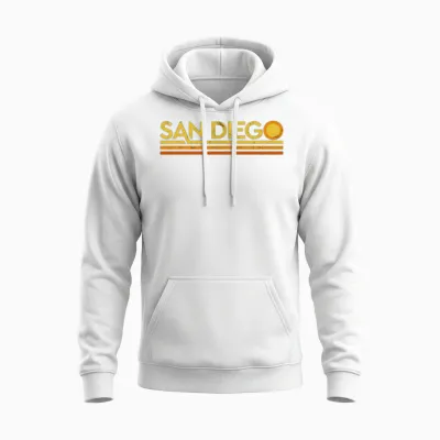 Retro San Diego California Unisex Hoodie - White