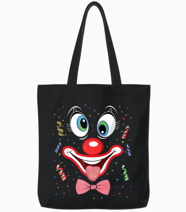 Carnival Costume Fancy Dress Costume Funny Clown Confetti T-Shirt, Black Tote Bags in Black