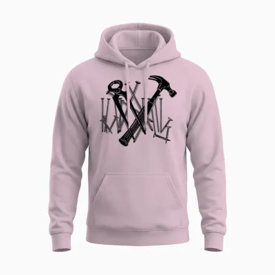 Carpenter Tools and Nails Unisex Hoodie - Light Pink