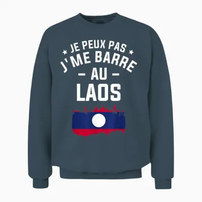 Je Peux Pas J'me Barre Au Laos Lao T-Shirt, Black Unisex Sweatshirt - Dark Heather