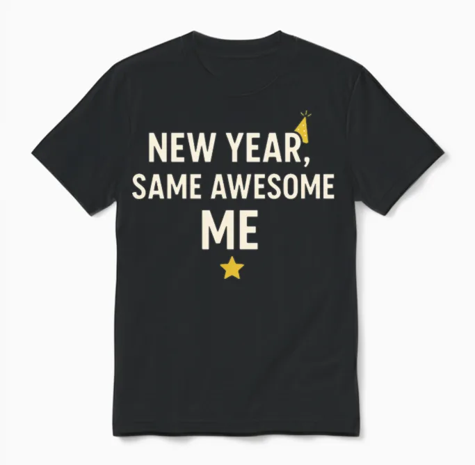 New Year, Same Awesome Me โจ Unisex T-Shirt in Black