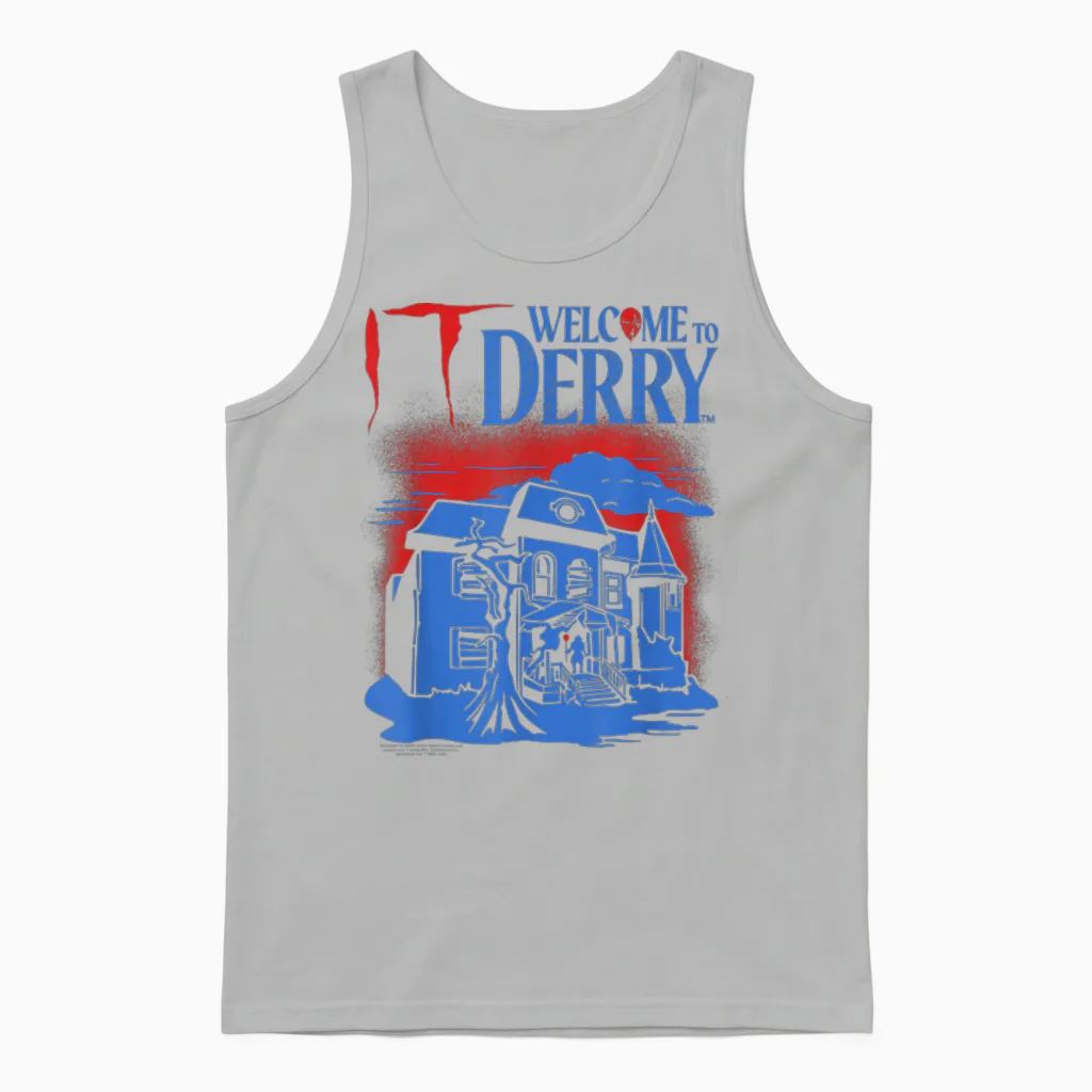 It: Welcome to Derry Haunted House with Logo Horror Tv Show Unisex Tank Top in Ash