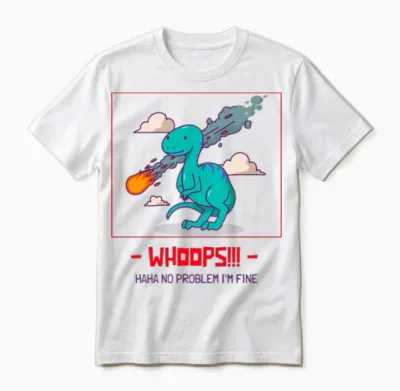 Dinosaur Cartoon Design Unisex T-Shirt - White