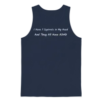 7 Squirrels in My Head-Funny Working Parent Unisex Tank Top - Navy – 1