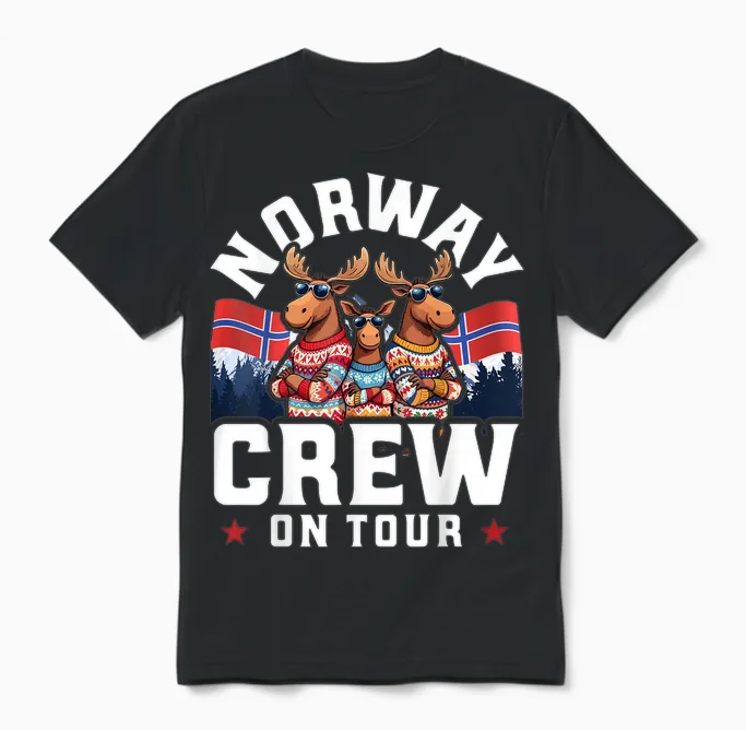 Lustige Norwegen Tour 2025 Unisex T-Shirt in Black