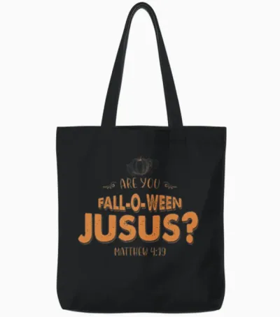 Retro Fall Religious Tote Bags - Black