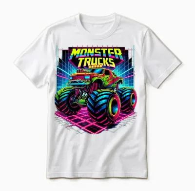 Monster Truck Birthday Party Retro Monster Trucks Unisex T-Shirt - White