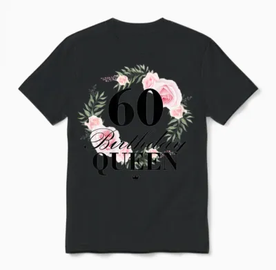 Ladies 60th Birthday Queen 60 Years T-Shirt, White, S Unisex T-Shirt - Black