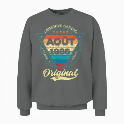 Legend Since August 1986 39th Birthday Unisex Sweatshirt - Graphite Heather