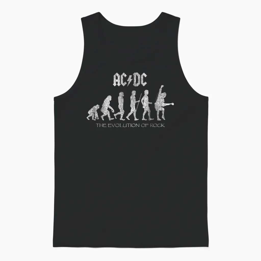 Officiel Ac/dc Evolution of Rock Artwork Acdc Rock Unisex Tank Top in Black