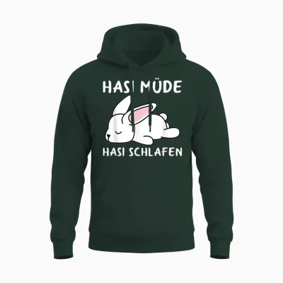 Hasi Tired Hasi Sleeping Shirt Rabbit Bunny T-Shirt, Black Unisex Hoodie - Forest