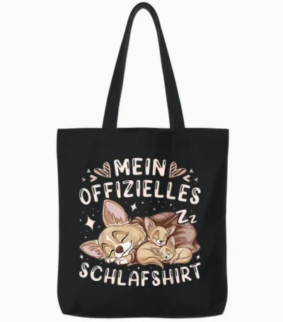Mein Offizielles Schlafshirt, Chihuahua Hund Mit 2 Welpen Tote Bags - Black