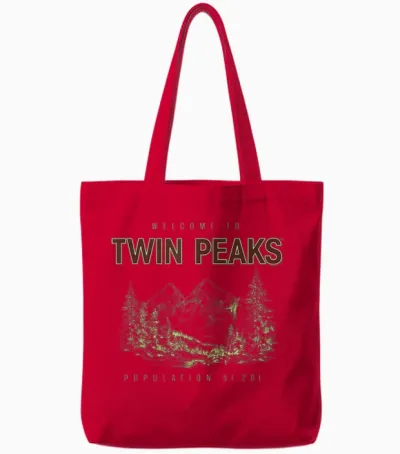 Twin Peaks Souvenir Welcome to Twin Peaks Tv Show Tote Bags - Red