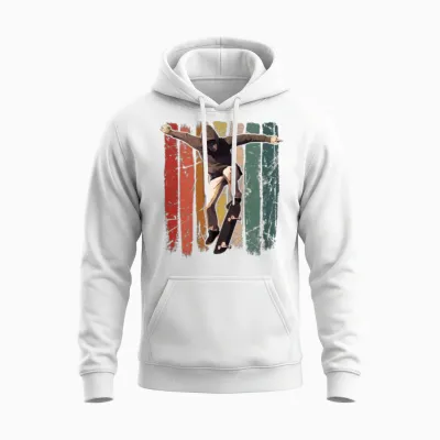Skateboarding Retro Skateboarder Unisex Hoodie - White