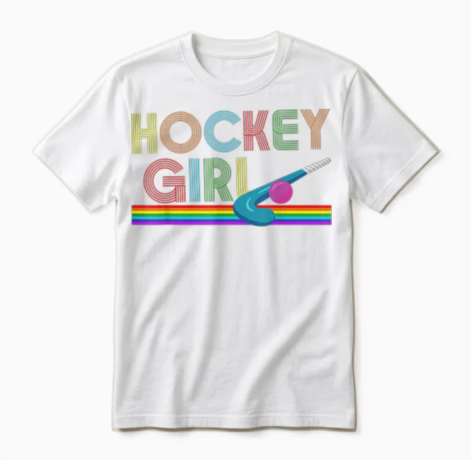 I Love Field Hockey Player Hd0 Feldhockey Retro Hockey Girl T-Shirt, Damen, Mädchen, Kurzarm, T-Shirt, Schwarz, Multicolored, S Unisex T-Shirt in White