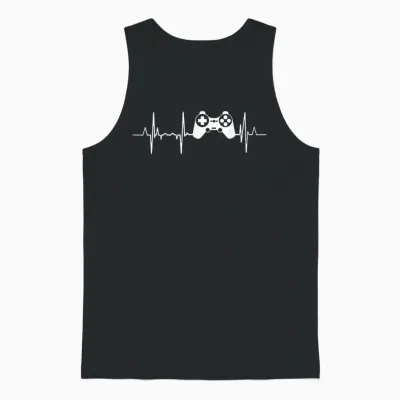 Mon Cœur Bat Pour Les Amateurs De Jeux Vidéo Ecg Unisex Tank Top - Black