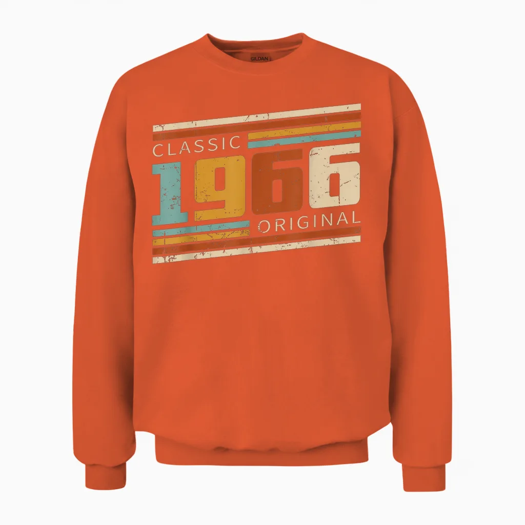 Original 1966 Vintage Gift 60th Birthday Man Woman Unisex Sweatshirt in Orange