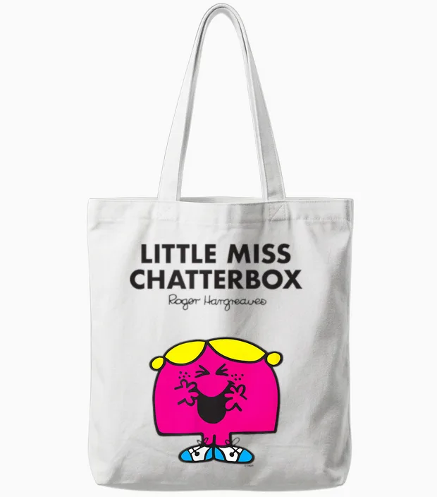 Mr. Men Little Miss Chatterbox Tote Bags in White