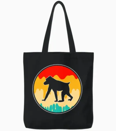 Monkey Retro Tote Bags - Black