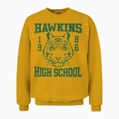 Tigers Hawkins Stranger Things 1986 High School Unisex Sweatshirt - Gold