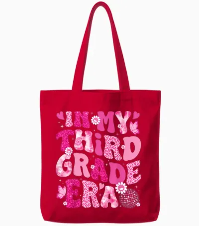 In My Third Grade Era Teachers Women Back to School Girls Tote Bags - Red