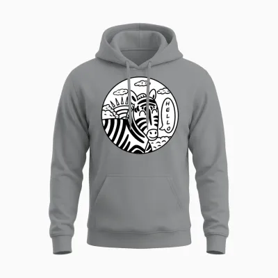 Funny Cartoon Zebra Unisex Hoodie - Sport Grey