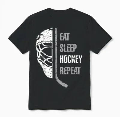 Eat Sleep Hockey Repeat Christmas for Teen Adult Hockey Unisex T-Shirt - Black