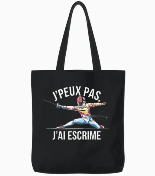 J'peux Pas J'ai Fencing T-Shirt, Black, S Tote Bags - Black