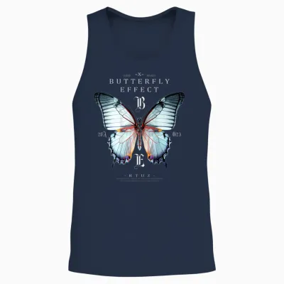 Backprint Butterfly Mode Fashion Damen Herren Schmetterling Unisex Tank Top - Navy