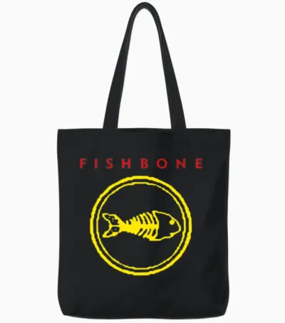 Fishbone Tote Bags - Black